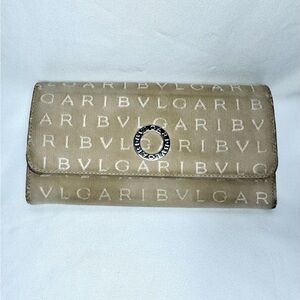 Bulgari Vintage Beige Monogram Clutch Wallet